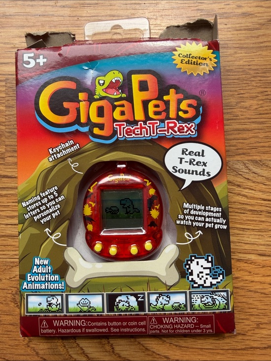 Giga Pets Other - Top Secret GigaPets TechT-Rex Handheld Virtual Pet Red & Yellow New!! 90’s